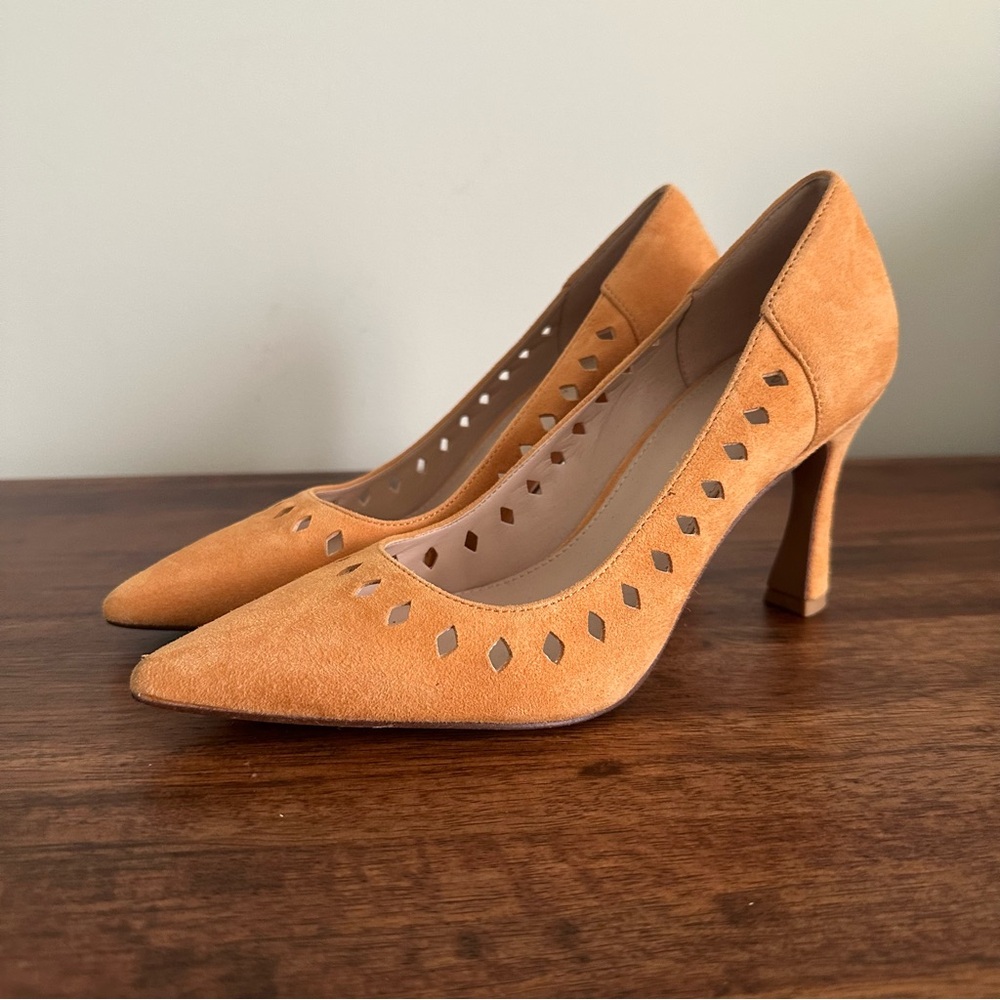 Pelle Moda Orange Suede Heels